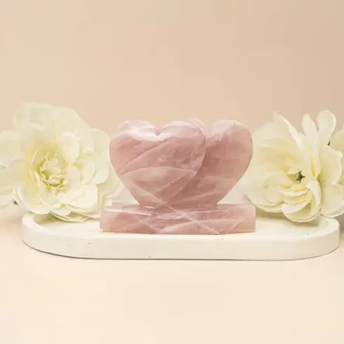 Twin Heart Rose Quartz