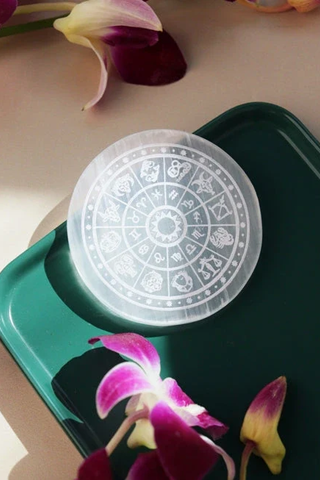 Zodiac selenite plate
